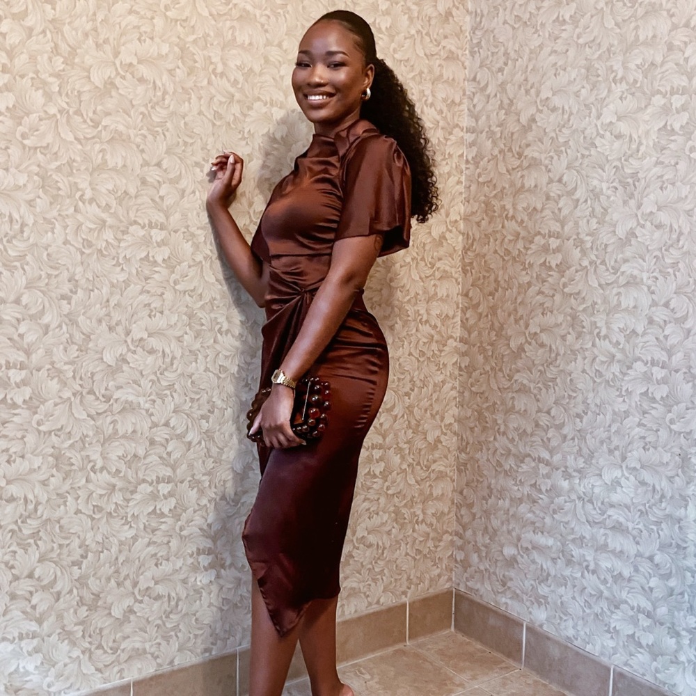 Brown Satin Dress
